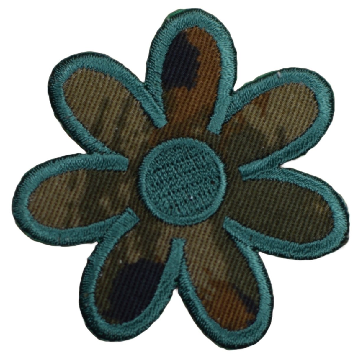 Camo Daisy Embroidered Patch - 2" - Iron On