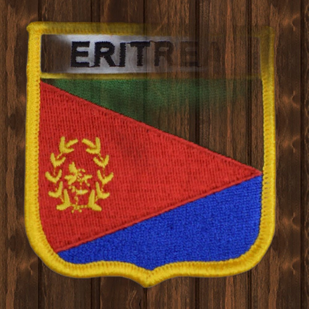Eritrea Patch - Asmara, Red Sea Badge (2.75") - wood background
