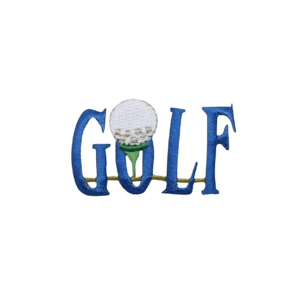 Detail of the GOLF word and ball patch from the three-patch golf set