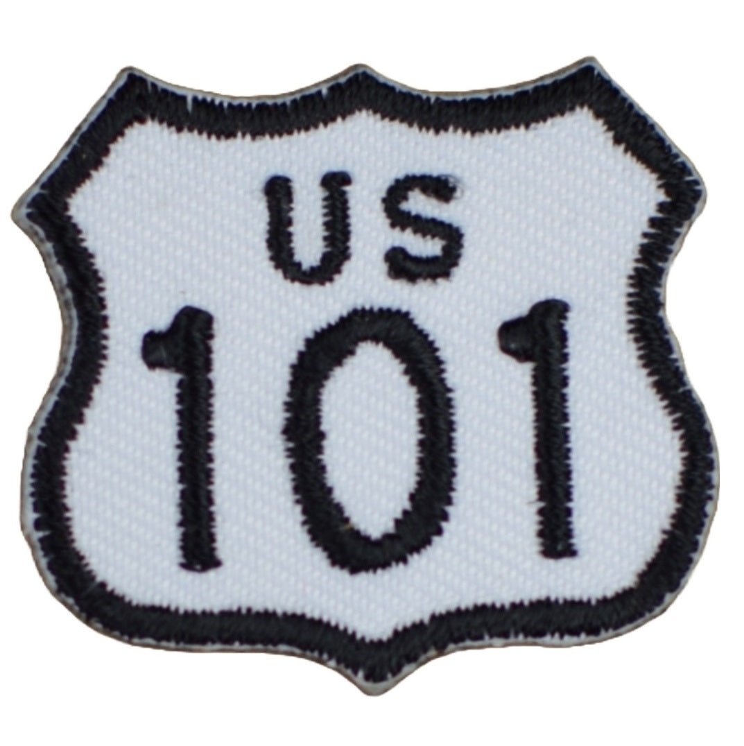 Mini US 101 Patch - Embroidered California Oregon Washington Highway Sign Badge 1-3/8" (Iron On)