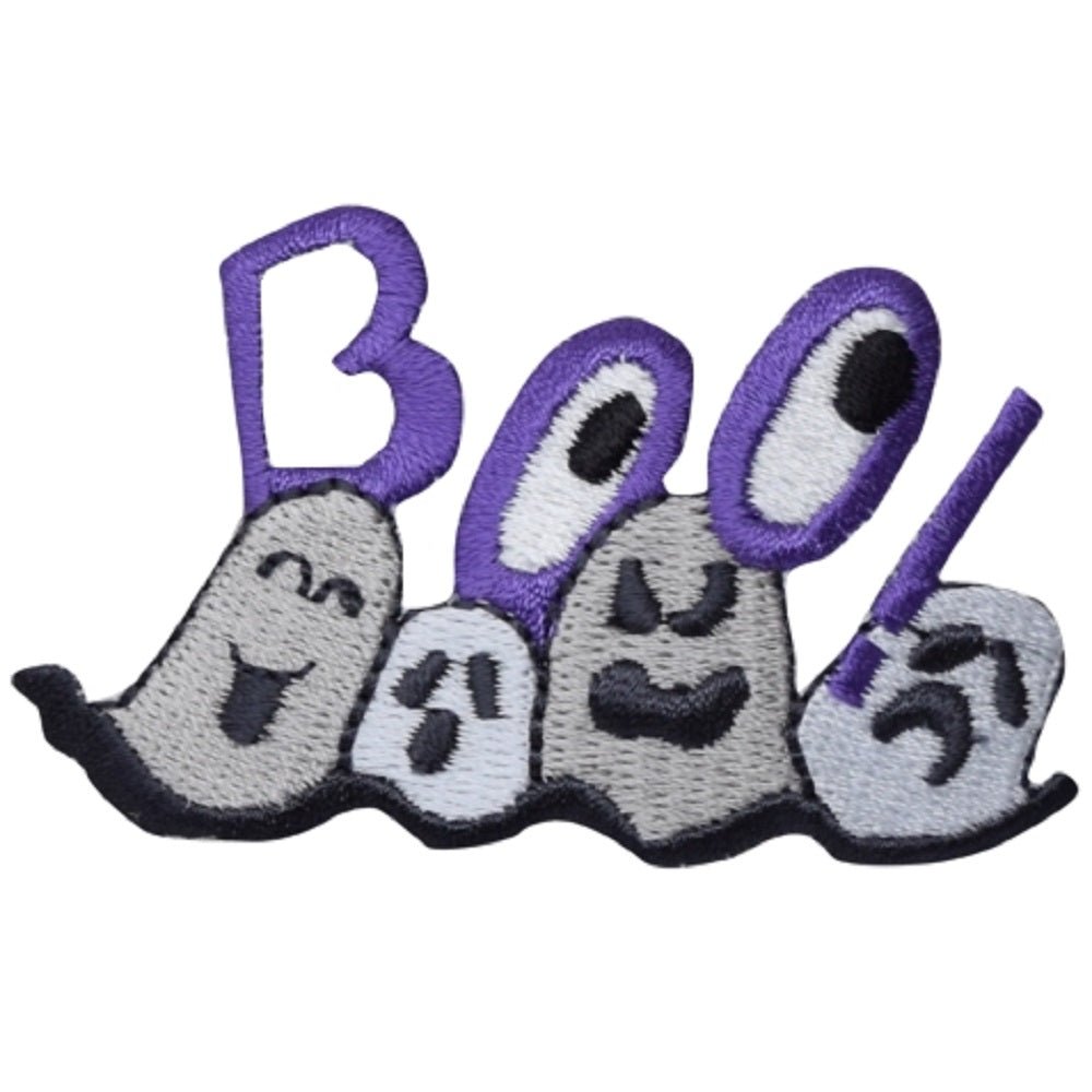 Halloween Boo! Applique Patch - Embroidered Ghost Badge 2-7/8" (Iron On)