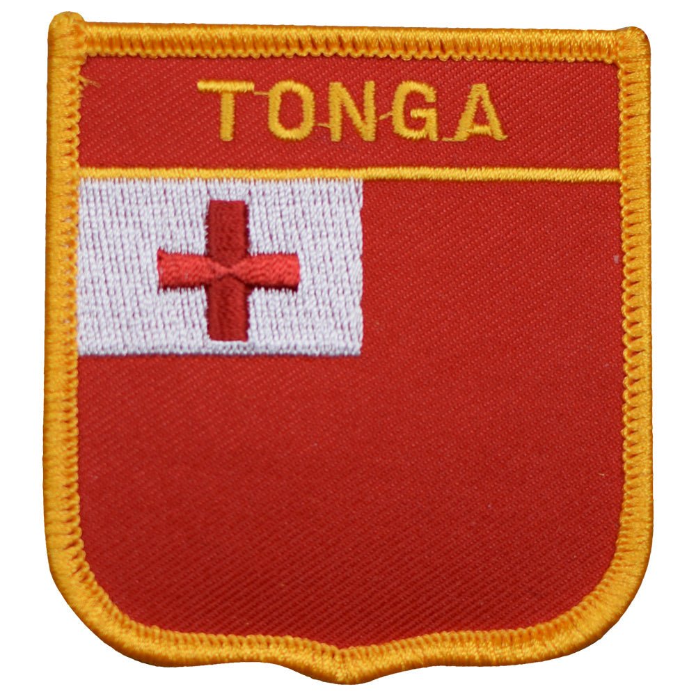 Tonga Patch - Embroidered Flag Shield Badge 2.75" (Iron On)