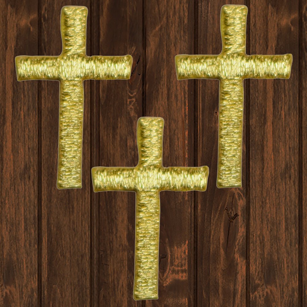 embroidered iron on sew on patch 1 inch gold cross