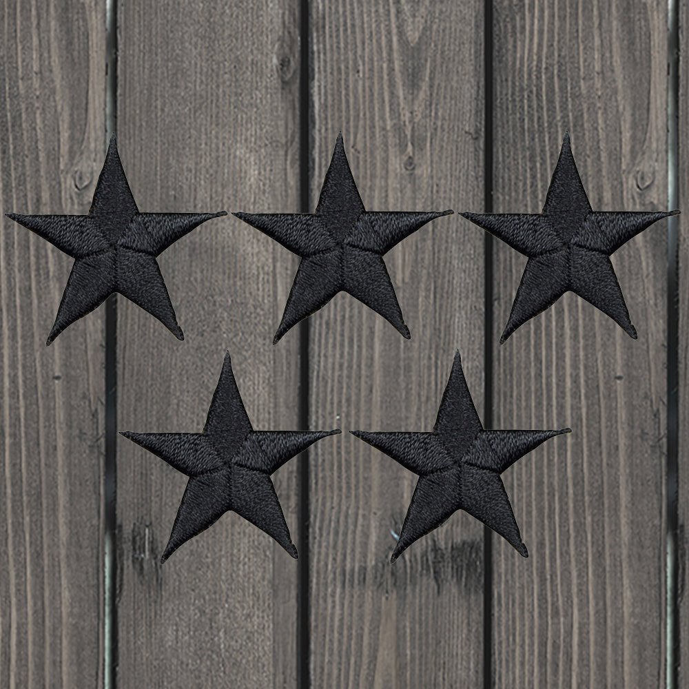 embroidered iron on sew on patch 5 black stars
