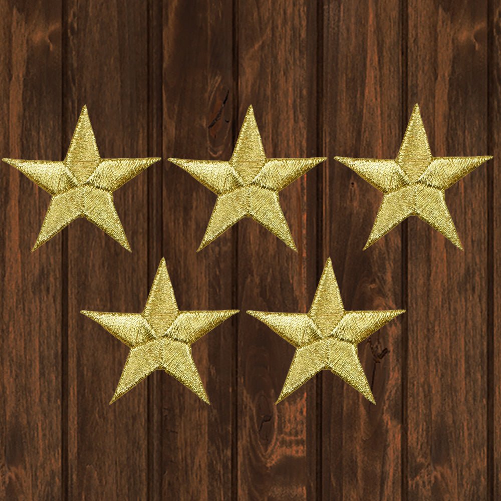 embroidered iron on sew on patch 5 pack gold stars