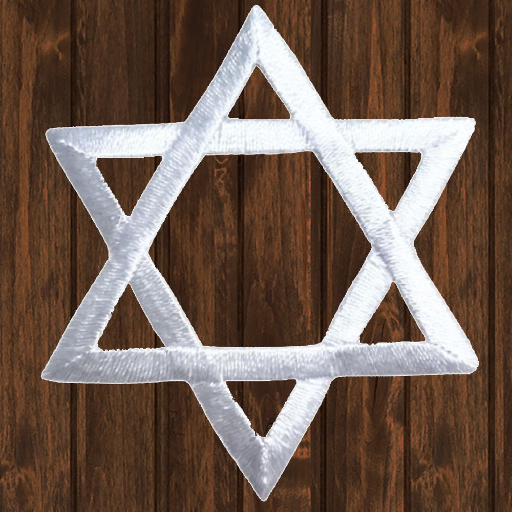 embroidered iron on sew on patch Star David Large white