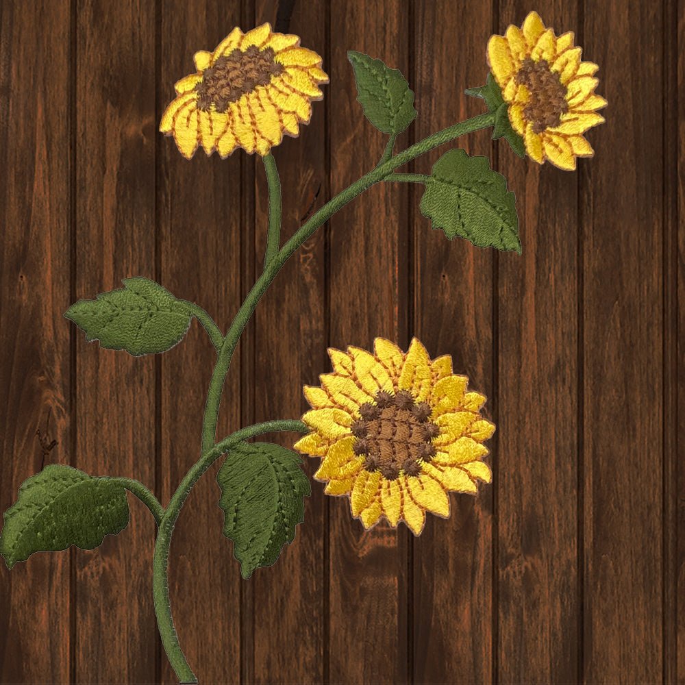 embroidered iron on sew on patch Sunflower flower