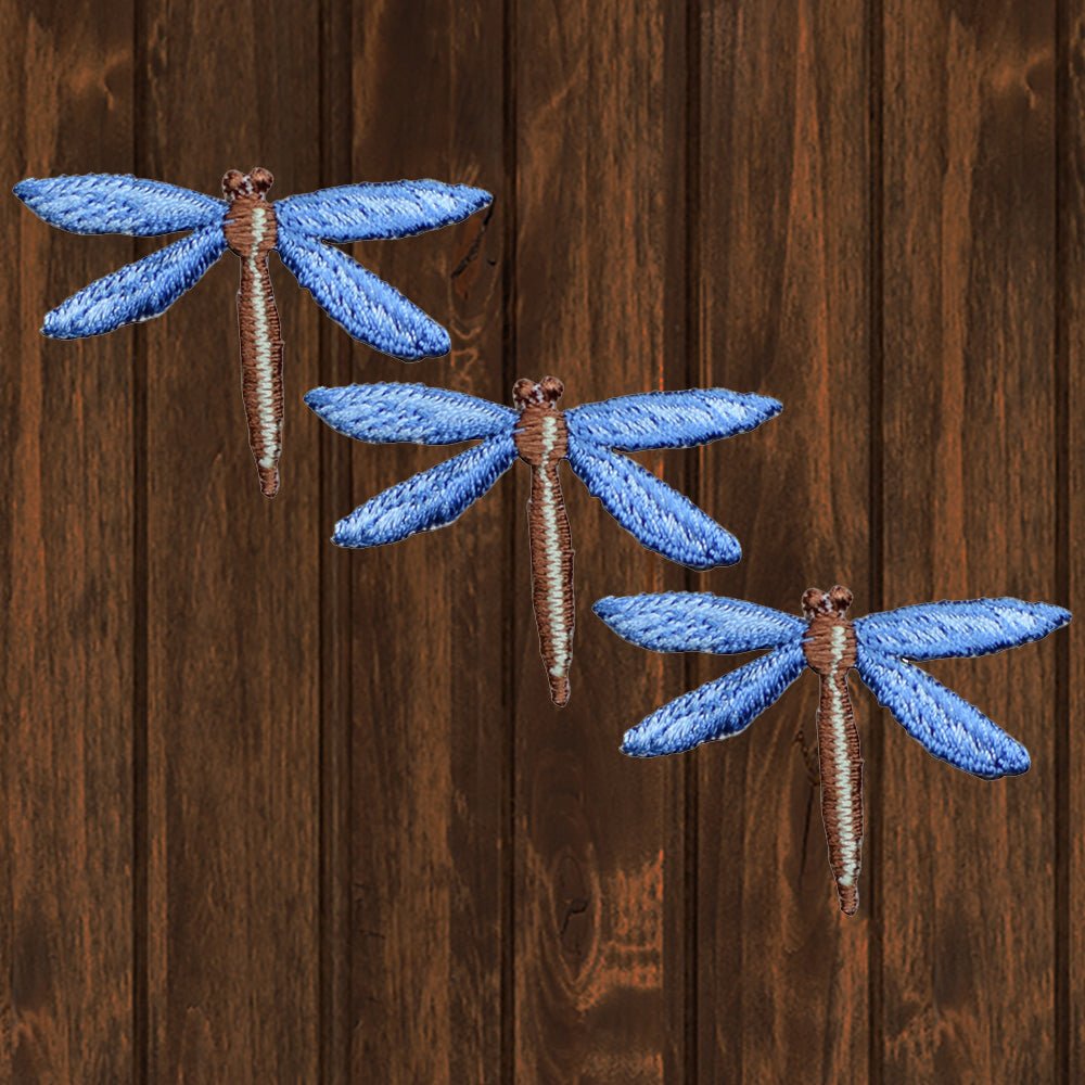 embroidered iron on sew on patch blue dragonfly