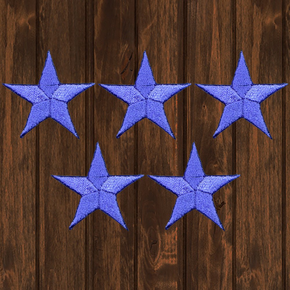 Set of 5 embroidered iron on sew on patch purple stars