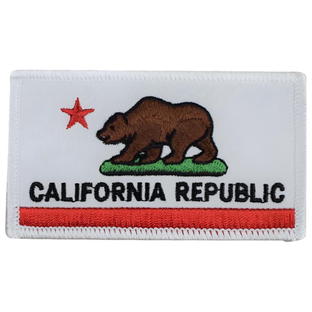 embroidered iron on sew on patch california flag white border