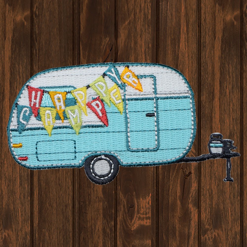 embroidered iron on sew on patch camper camping