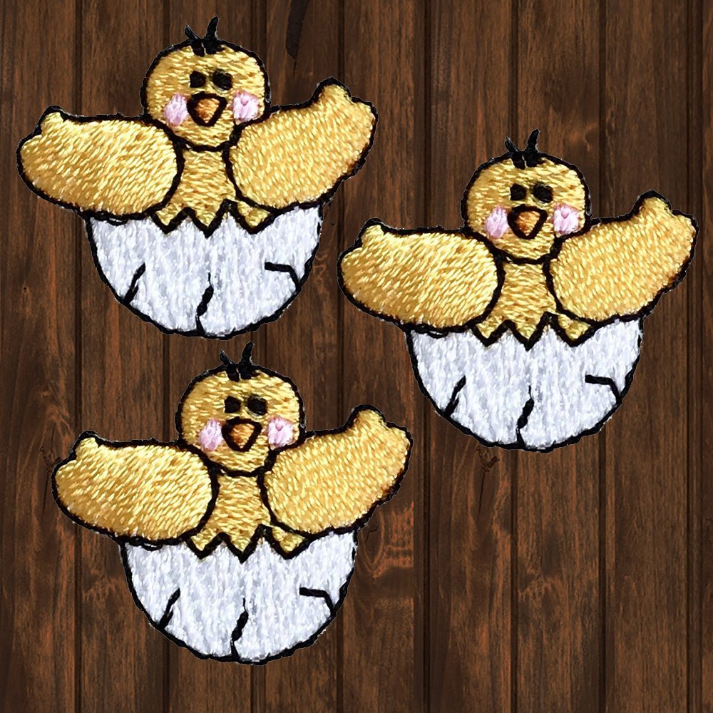 embroidered iron on sew on patch chick in egg