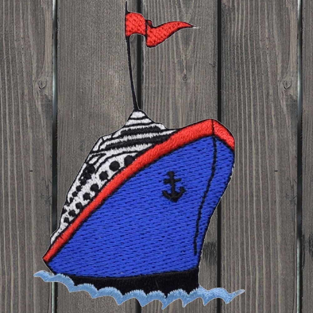 embroidered iron on sew on patch cruise ship red flag