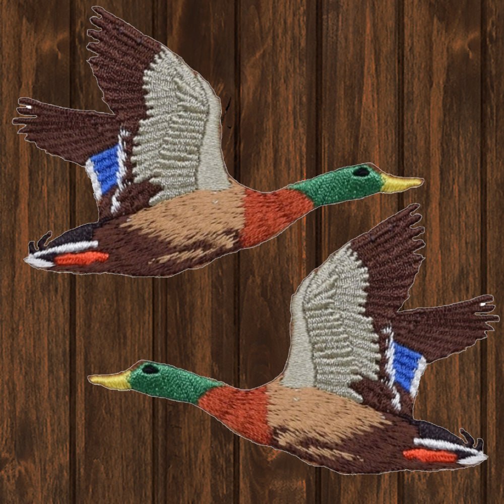 embroidered iron on sew on patch duck mallard set
