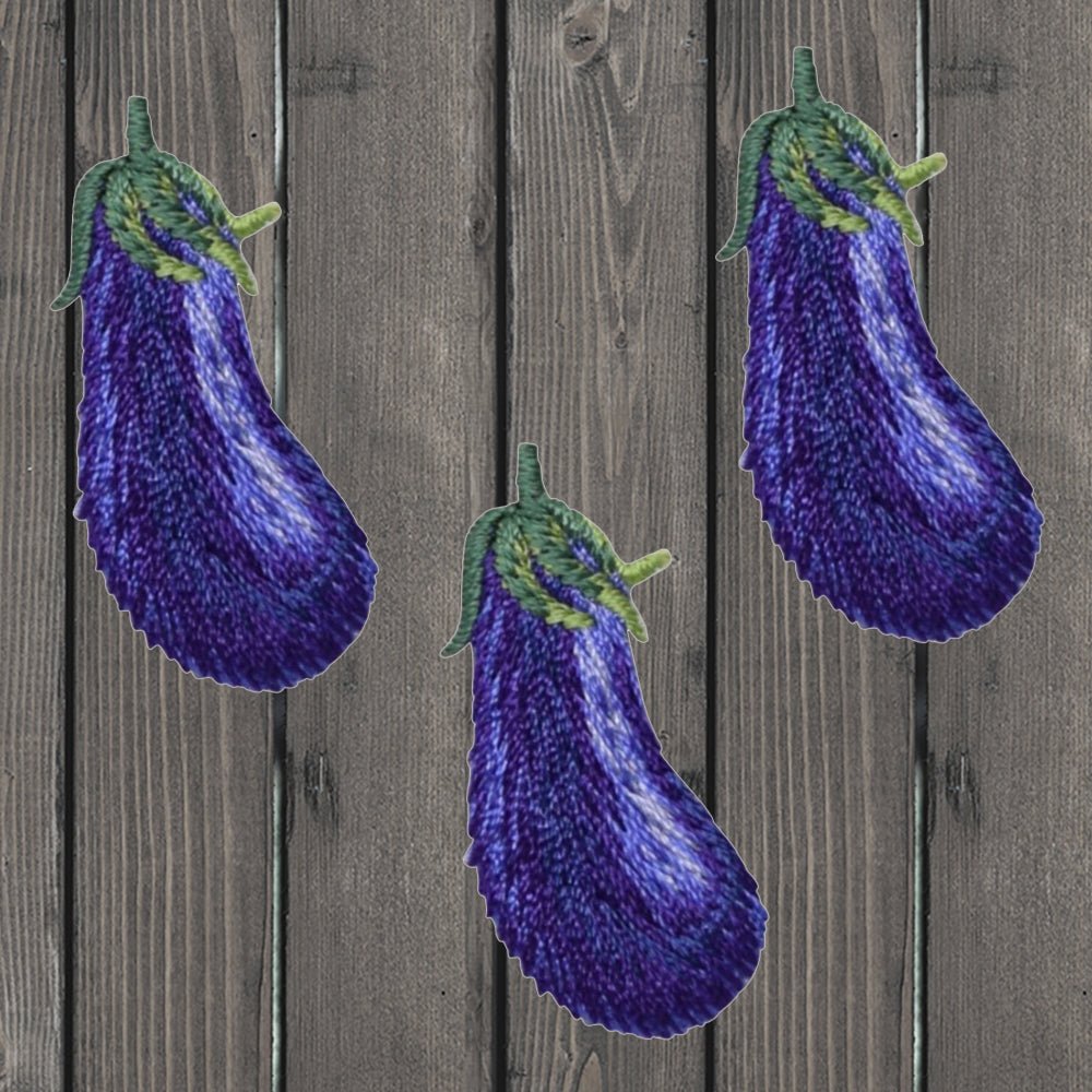 embroidered iron on sew on patch eggplant produce garden