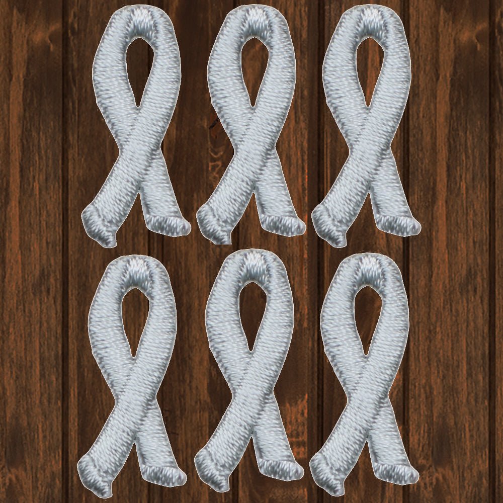 embroidered iron on sew on patch gray ribbon mini