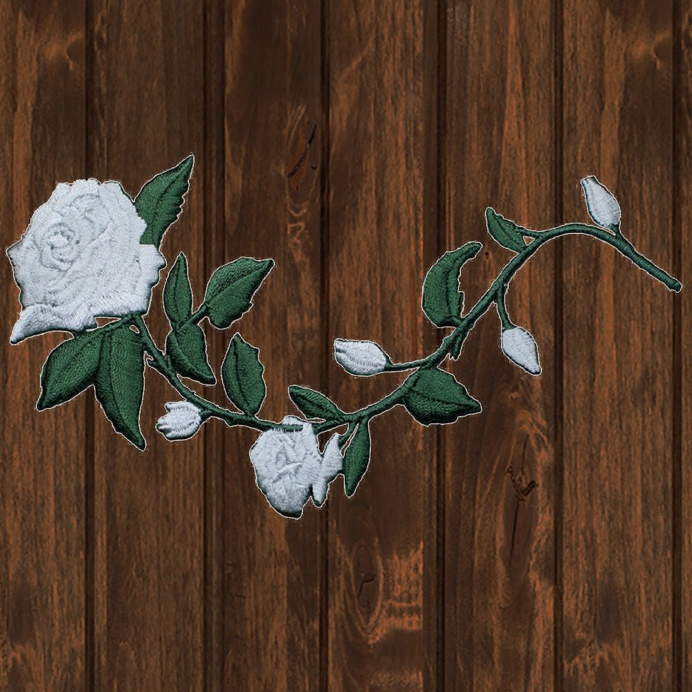 Set Of 2 White Rose Iron/ Sew On Full Embroidered Patch Appliqués Badge - Foto 4