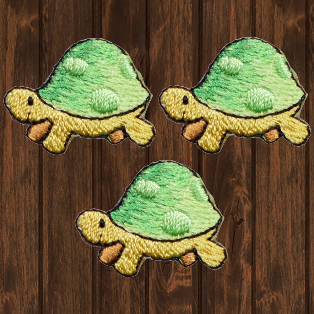 embroidered iron on sew on patch green turtle