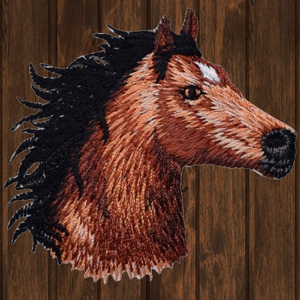 embroidered iron on sew on patch horse head small facing right