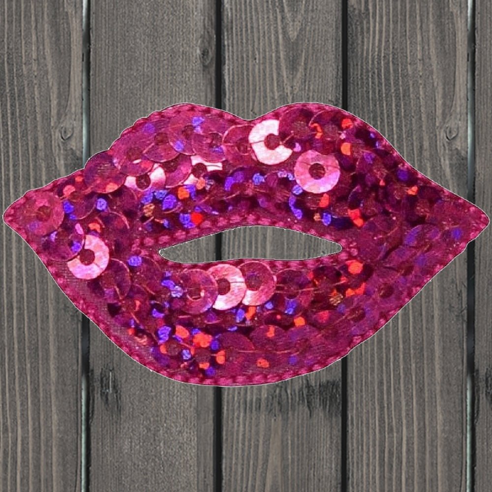 Pink Lips Embroidered Patch — Iron On