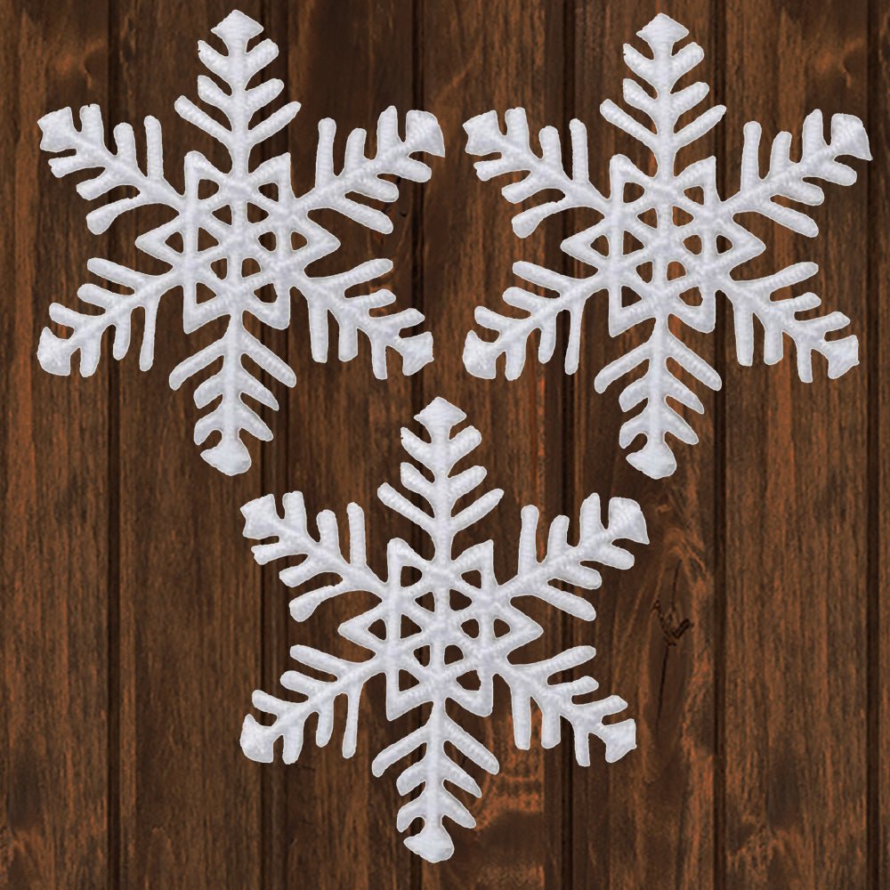 embroidered iron on sew on patch medium white snowflake