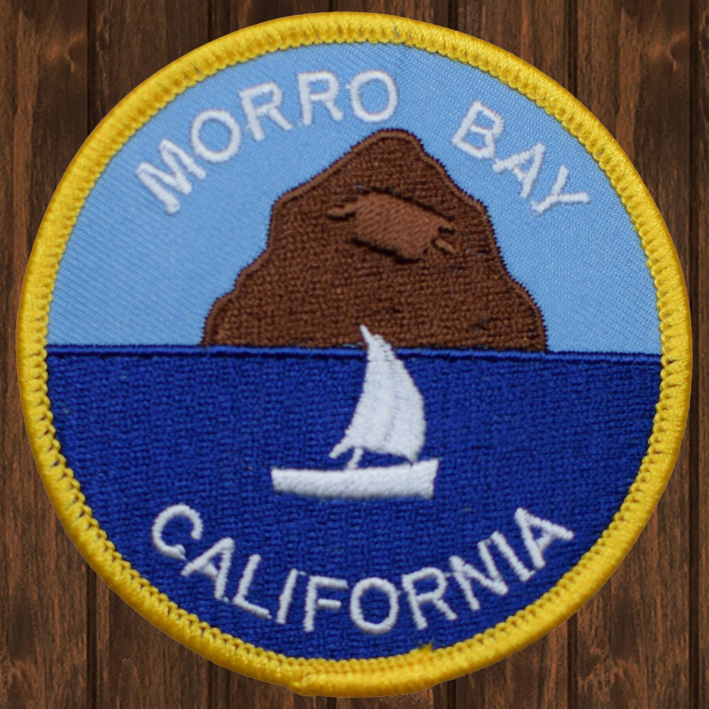 embroidered iron on sew on patch morrow bay california