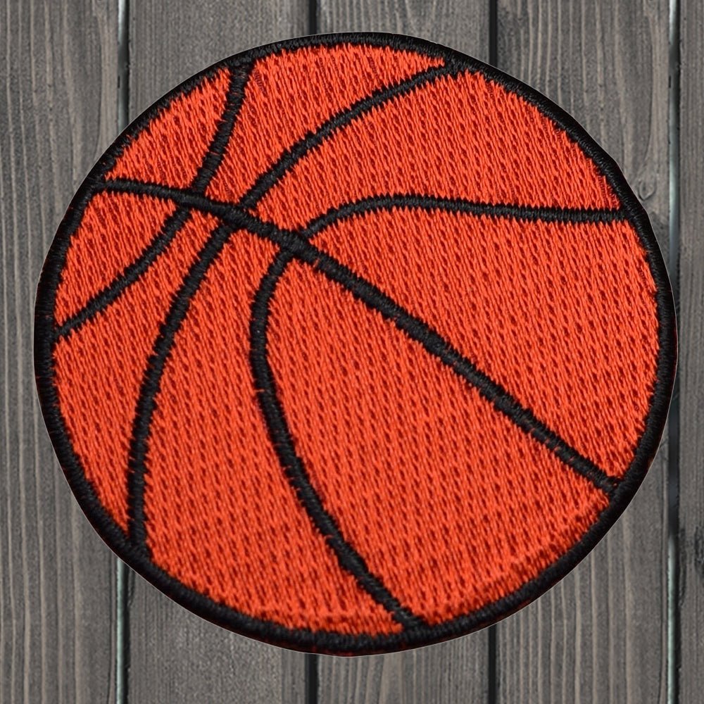 embroidered iron on sew on patch orange basketball