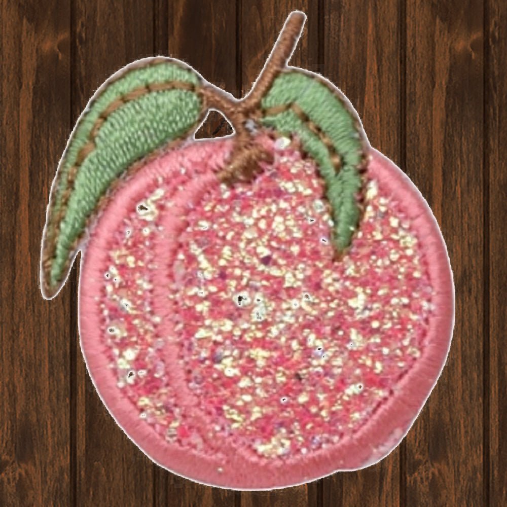 embroidered iron on sew on patch pink peach sparkle peach
