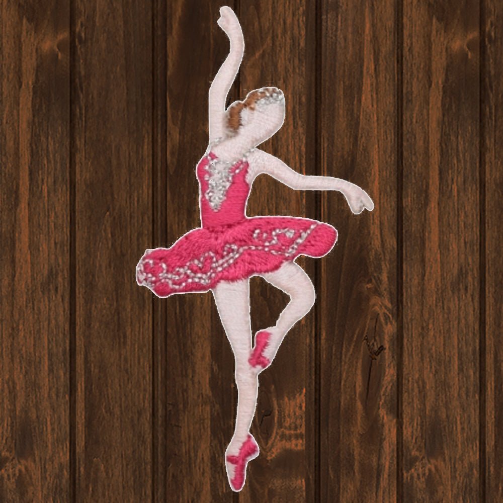 embroidered iron on sew on patch prima donna ballerina hot pink dress ballet