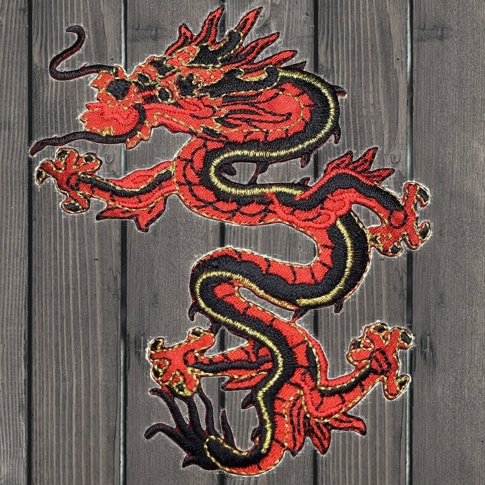 embroidered iron on sew on patch red dragon 2