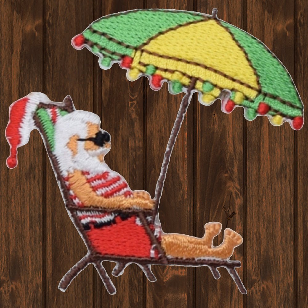 embroidered iron on sew on patch santa under umbrella