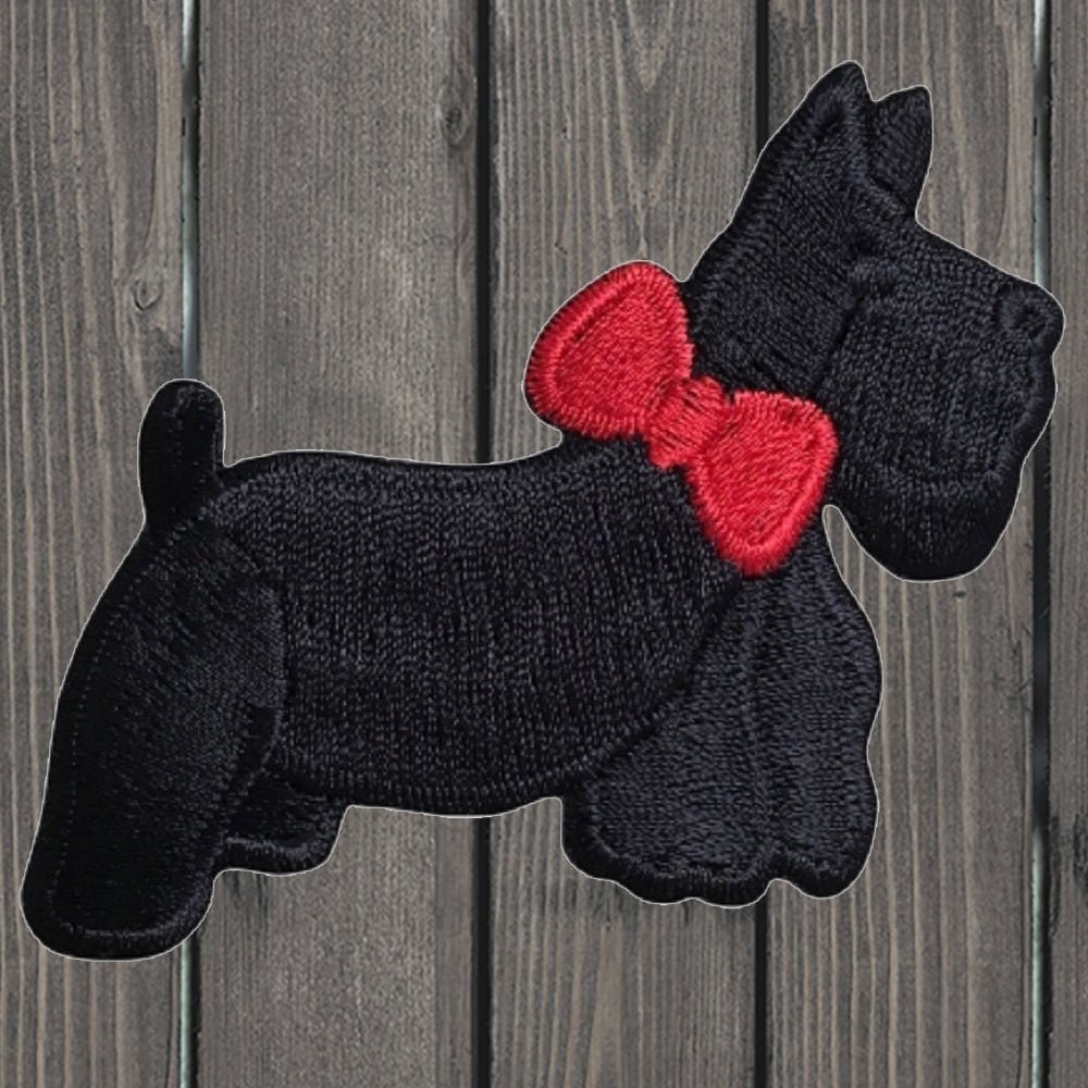 embroidered iron on sew on patch scottie dog large right 2