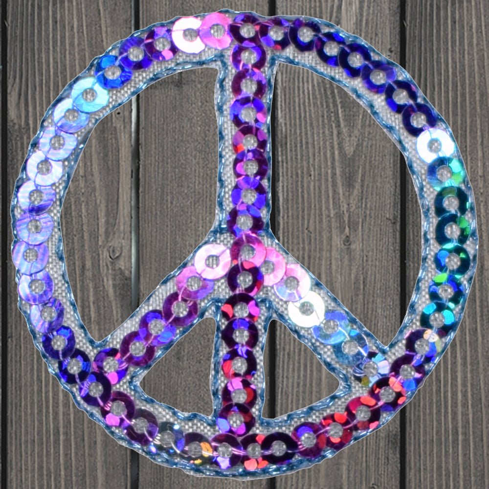 embroidered iron on sew on patch sequin peace colorful