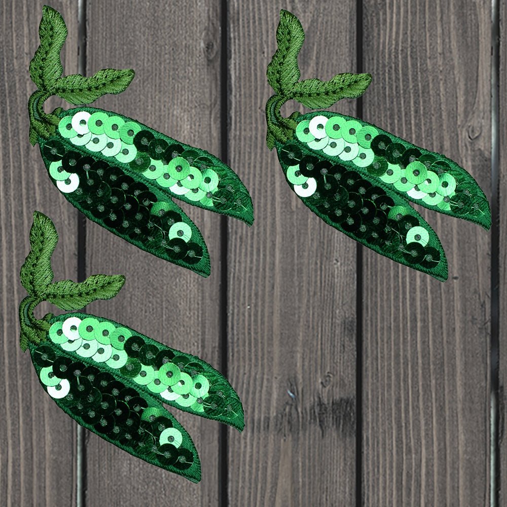 embroidered iron on sew on patch sequin peas