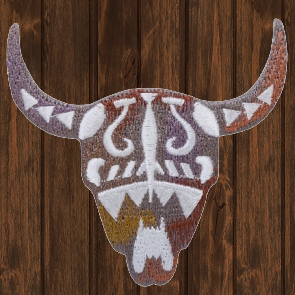 embroidered iron on sew on patch skull southwest style