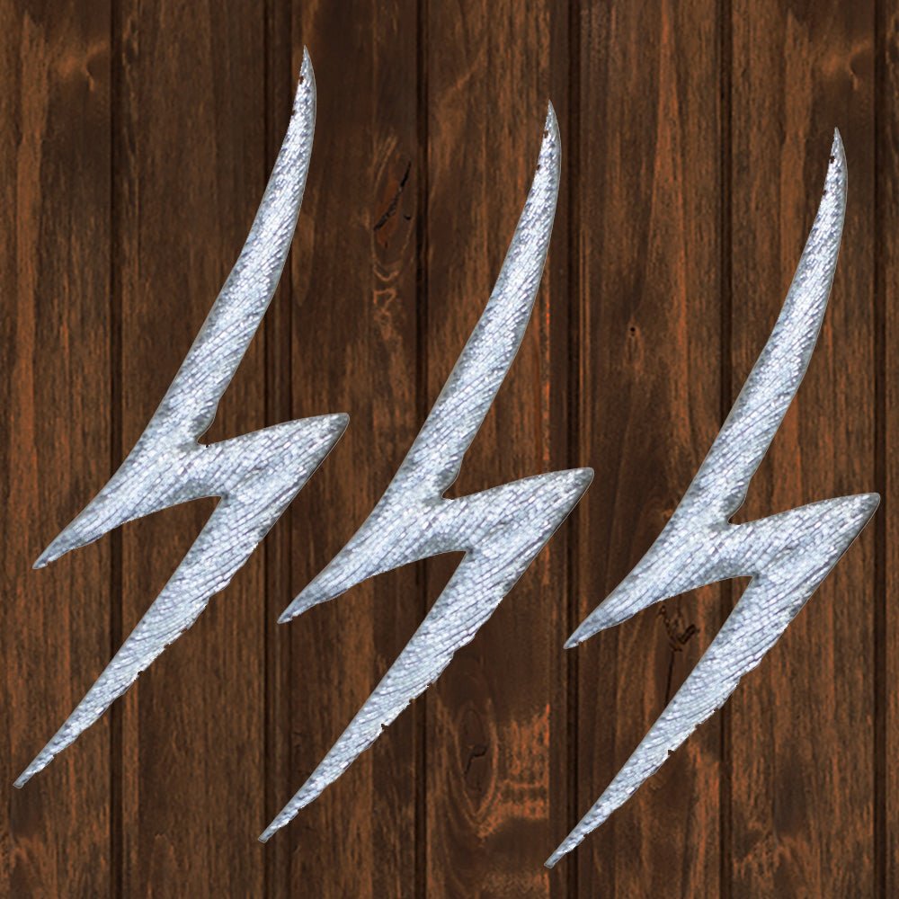 embroidered iron on sew on patch sliver lightning