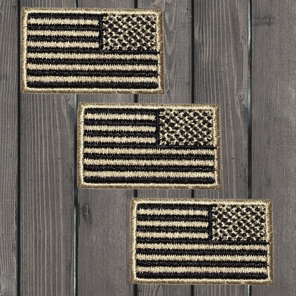 embroidered iron on sew on patch tan reverse usa