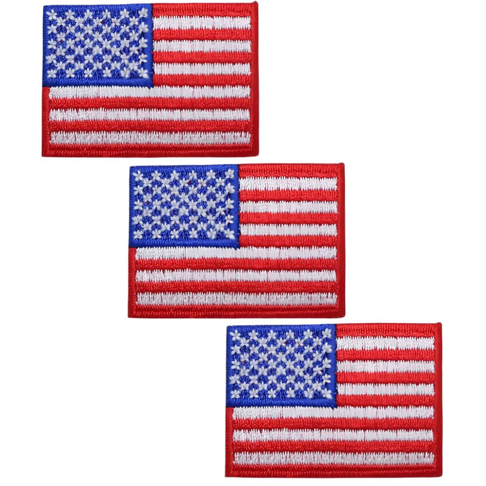 embroidered iron on sew on patch us flag red border