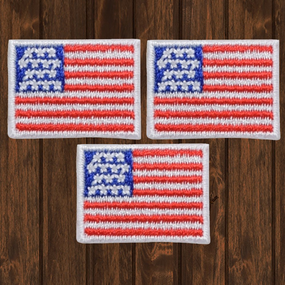 Mini American Flag Embroidered Patch — 3-Pack — Iron On – Paddy's