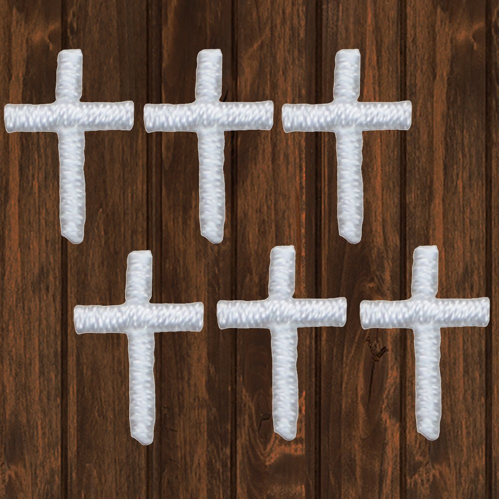 embroidered iron on sew on patch white star 6 pack