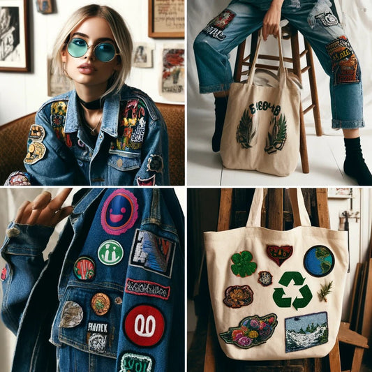 90's Inspired Fashion with embroidered patches and badges!