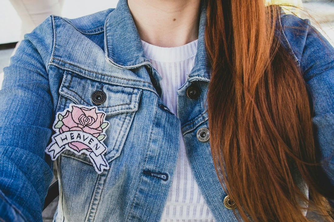 woman wearing blue denim faded jacket