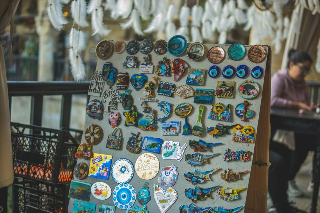 a sign with a bunch of buttons on it