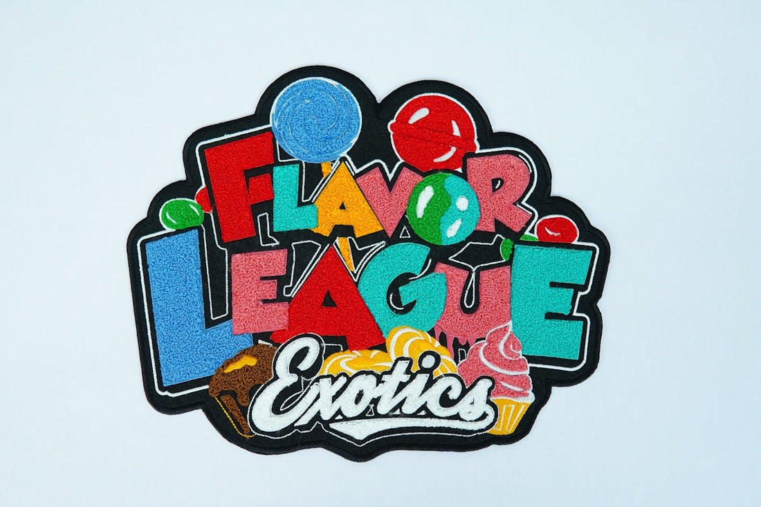 A sticker with the words flavor league exotic on it