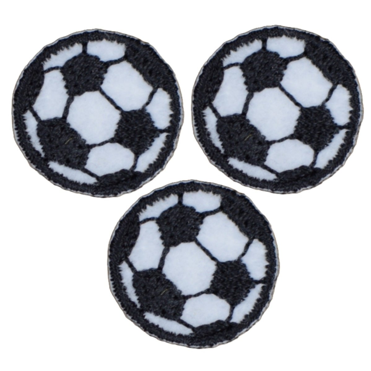 Mini Soccer Ball Embroidered Patch — 3-Pack — Iron On 7/8"