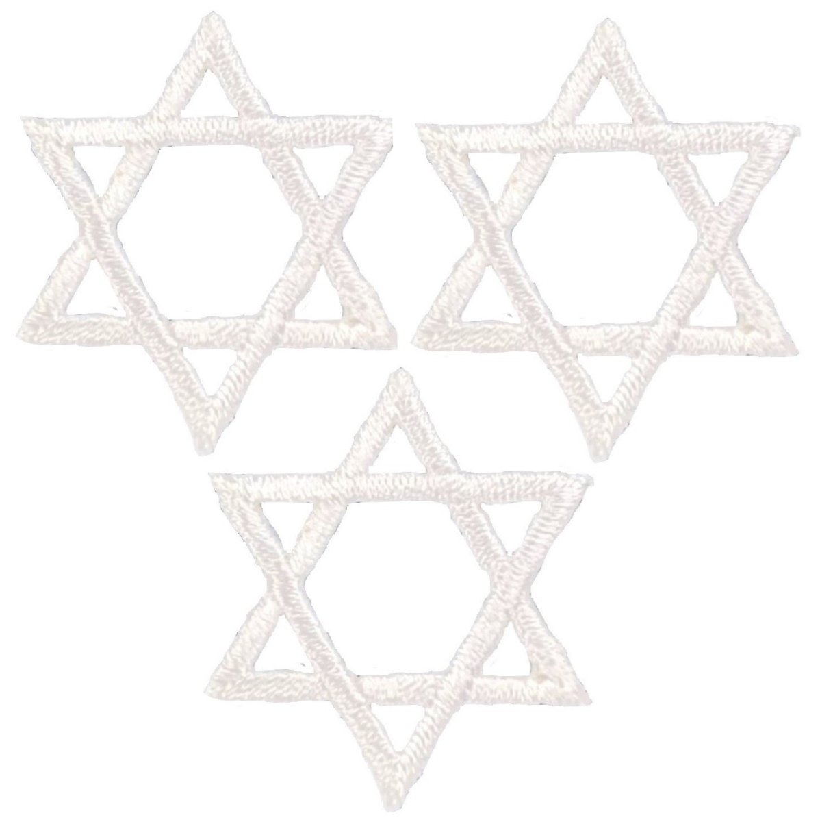 White Star of David Embroidered Patch — 3-Pack — Iron On 1"
