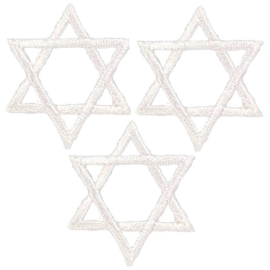 White Star of David Embroidered Patch — 3-Pack — Iron On 1"