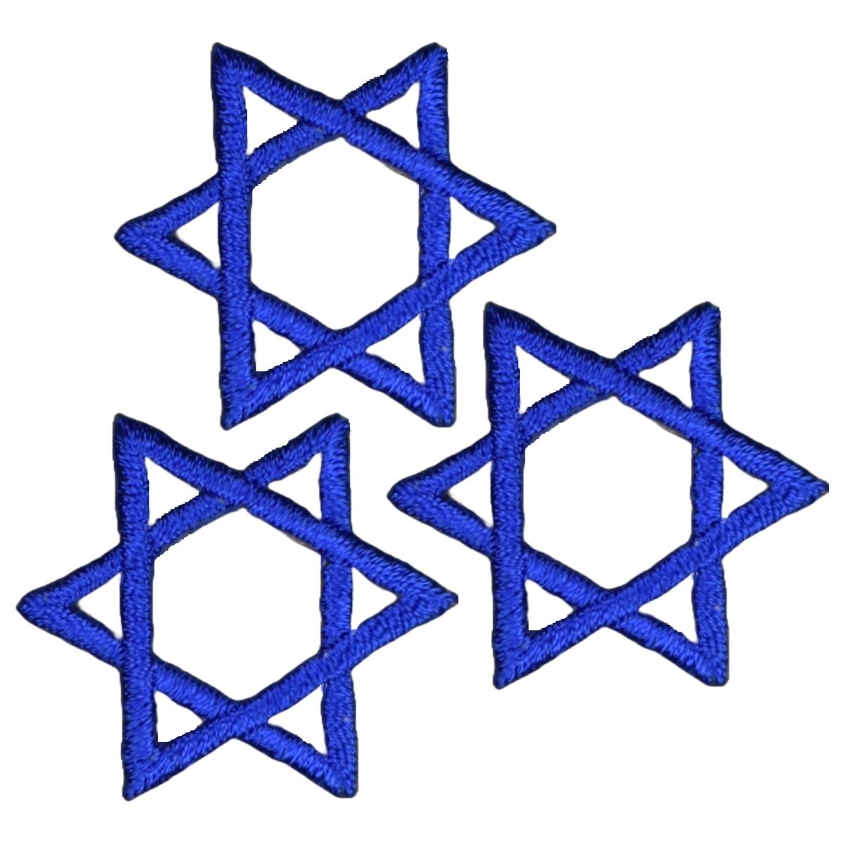 Blue Star of David Embroidered Patch — 3-Pack — Iron On 1"