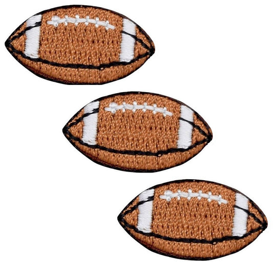 Mini Football Embroidered Patch — 3-Pack — Iron On 1-1/8"