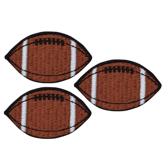 Football Embroidered Patch — 3-Pack — Sports Badge 1-5/8" — Iron On